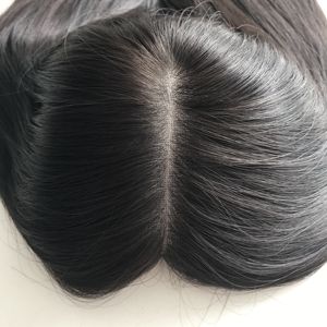 Perruque juive en <span class=keywords><strong>cheveux</strong></span> humains certifiée casher, <span class=keywords><strong>cheveux</strong></span> européens Remy blonds avec mèches, base en soie, topper kippa - Product Image 6