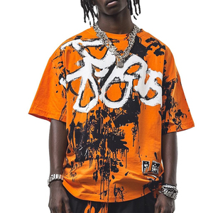 Camiseta superior Diseño personalizado y logotipos Camisetas gráficas para hombres Ropa de calle de verano de gran tamaño Algodón 300gsm Camisetas unisex - Product Image 1