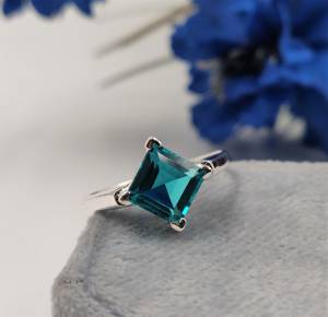 Wholesale 925 Silver Jewelry Green Praiba Tourmaline Bridal Ring Anniversary Gifts Lab Grown Paraiba Tourmaline Rings <b>for</b> Women - Product Image 6