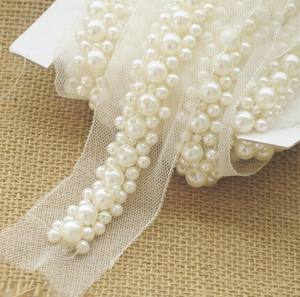 Ruban en macramé avec perles de perles d'ivoire pour bretelles de robe de bal - Product Image 2