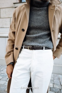 Cinturones de cuero genuino para hombres de alta calidad Hebillas duraderas y elegantes en varios estilos y colores Tendencia de venta al por mayor - Product Image 5