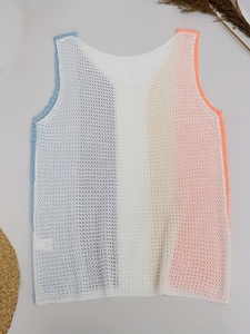 <span class=keywords><strong>Gilet</strong></span> Floreale da <span class=keywords><strong>Donna</strong></span> in Stile Casual da Vacanza, a Blocchi di Colore, a Righe, con Motivo Traforato e Tessuto Waffle. - Product Image 5