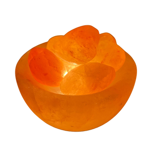 Cuenco de fuego del Himalaya hecho a mano con cristales de sal de corazón Lámpara de roca natural para un ambiente tranquilo - Product Image 1
