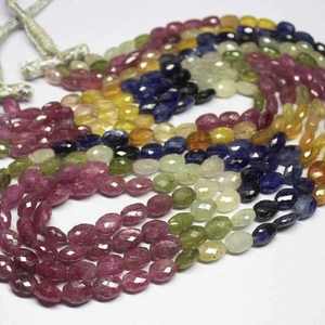 Collier de perles ovales multiples en verre saphir Collier de pierres précieuses naturelles Prix de gros Collier de pierres précieuses polies faites à la main - Product Image 5