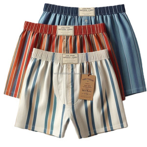 Calzoncillos bóxer de algodón tejido de alta calidad para hombre, ropa de playa informal transpirable sostenible para uso diario, logotipo estampado a rayas incluido - Product Image 5