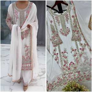 ชุด Salwar สีขาวคุณภาพสูงสำหรับงานแต่งงานแบบดั้งเดิม - Product Image 6