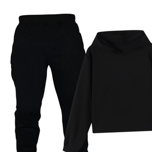 Conjunto Deportivo de Sudadera con Capucha Negra y Pantalones Jogger para Mujer, Estilo Casual Urbano de Invierno, Dos Piezas, Ropa Cómoda para Estar en Casa, Venta al Por Mayor OEM - Product Image 3