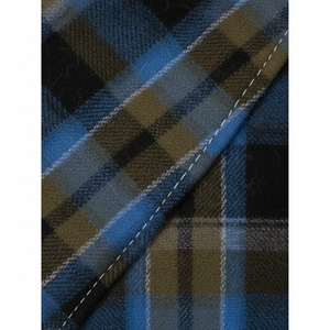 Chemise en flanelle légère et respirante de haute qualité pour homme, manches longues, à carreaux bleu foncé et olive, décontractée, pour l'été - Product Image 6