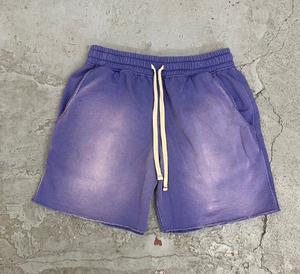 Shorts en coton personnalisés coupés et cousus, effet délavé soleil et vieilli, avec cordon de serrage, style jogging vintage délavé à l'acide pour l'été - Product Image 5