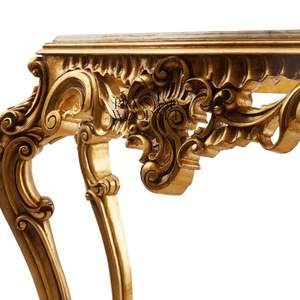 Mesa Consola de Lujo Dorada con Tapa de Mármol, Diseño Barroco Artesanal y Detalles Tallados Ornamentales para Interiores Elegantes - Product Image 5