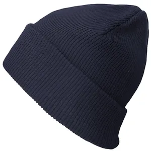 Unisex <b>Navy</b> Blue Beanie Knit Winter <b>Hat</b> 56-58CM Casual Adult Acrylic Cuffed Solid Design - Product Image 2