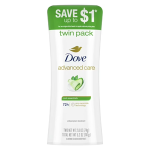 Dove chăm sóc tiên tiến Chất Chống Mồ Hôi Khử Mùi thanh mát yếu tố cần thiết, 2.6 oz đôi gói - Product Image 1