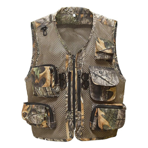 Gilet multi-poches en maille pour homme, style photojournaliste, pour les sports d'hiver en plein air, respirant, motif imprimé pour la chasse et la pêche - Product Image 1