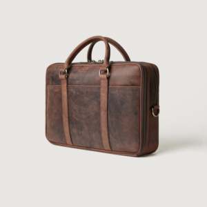 Preston Vintage Distressed Brown Genuine Cow <b>Leather</b> Briefcase <b>Soft</b> <b>Bag</b> with Two-Way Zipper Closure Casual Work Design Men's - Product Image 6