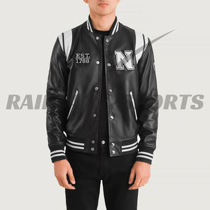 Gran oferta, chaquetas universitarias de cuero de seda y lana personalizadas, chaqueta de béisbol universitaria para hombre, abrigo Bomber de calidad Premium, moda de tendencia - Product Image 1