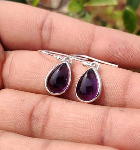 Tendance 925 argent Sterling améthyste pierres précieuses boucles d'oreilles bijoux à la main argent Boho Style boucles d'oreilles bijoux pour femmes cadeau pour - Product Image 2