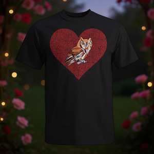 T-shirt en forme de cœur d'oiseau pour la Saint-Valentin, motif hibou chauve-souris oriental - Product Image 3