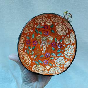 Cuenco lacado de color artesanal de Vietnam Cuenco lacado con cáscara de coco - Product Image 1