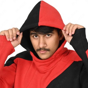 Custom Blank Heavyweight Fleece Boxy <b>Hoodies</b> Sweatshirts Pullover Color Block Hoodie <b>Men</b> Running Top contrast panel <b>red</b> black - Product Image 4