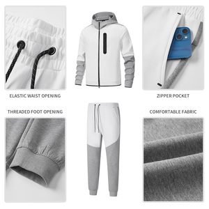 2025 High Quality Custom 2-Piece Breathable Windproof Dustproof Polyester/Cotton Fleece Thickness Men's Tracksuit Set <b>Zip</b>-<b>Up</b> - Product Image 4