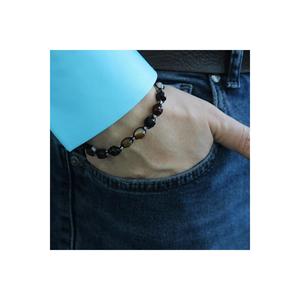 Bracciale da uomo in pietra naturale in agata madmati con taglio intrecciato in macramè - Product Image 1