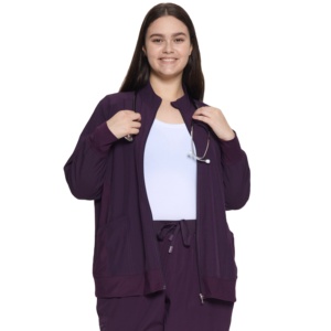 New Women Stretch <b>Scrub</b> Jacket Zipper Closure Medical Clinic Uniform Long Sleeve Work Coat OEM Factory Supply - Product Image 1