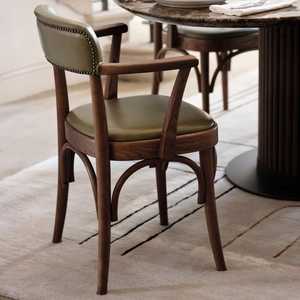 Modern Solid Wood Dining <b>Chair</b> <b>Upholstered</b> Seat Restaurant Cafe <b>Chair</b> Wooden Arm <b>Chair</b> Hotel Dining Furniture - Product Image 4