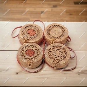 2024 Bamboo Basket Straw <b>Handbags</b> Round Straw Bag Women Travel Sling Bag Shoulder Bag <b>for</b> Women Sling <b>Handbags</b> - Product Image 2