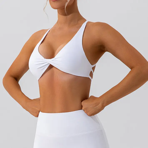 Sujetador deportivo transpirable ligero de talla grande para mujer, sujetador de entrenamiento acolchado con giro frontal con camiseta sin mangas corta de Yoga, sujetador de gimnasio - Product Image 2