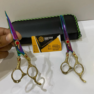 PURE 440C Multi Nouvelle Arrivée Ciseaux De Coiffure avec Dragon Poignée En Acier Inoxydable Lame Tranchante Pointe PU Pochette En Cuir - Product Image 4