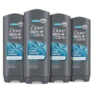 DOVE MEN + CARE Gel de Ducha y Limpiador Facial Clean Comfort, Paquete de 4, para una Piel Más Sana y Fuerte, Elimina Bacterias, Nutre tu Piel, 18 oz - Product Image 1
