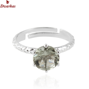 Anillo de amatista verde de Plata de Ley 925, banda ajustable, joyería de moda clásica para mujer para fiesta - Product Image 3