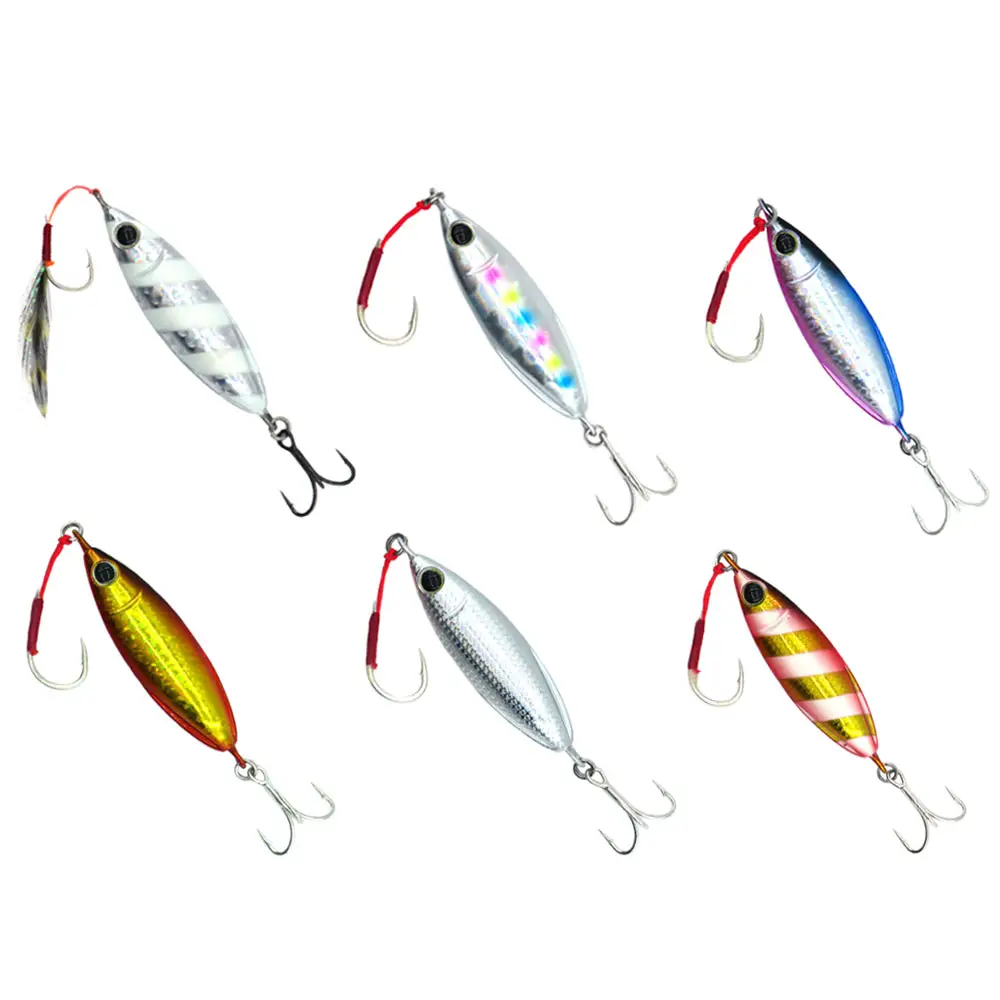 XIANGHE 20g 30g 40g oem Colors Metal Lead Bait Saltwater Luminous Jig bait Casting Jigging Fishing Lure