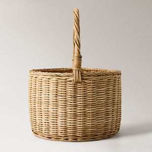 Cesta de mimbre tejida a mano blanca, cestas de mimbre seleccionadas para regalo y flores secas, contenedor de almacenamiento de cocina - Product Image 3