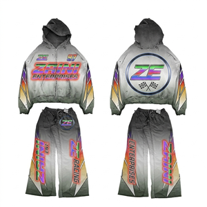 Conjunto Deportivo de Invierno para Hombre ZAINI Premium, 350 GSM, 100% Algodón, Color Negro y Morado, con Estampado Personalizado y Bordado, Transpirable - Product Image 1