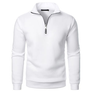 Sweat-shirt personnalisé à demi-fermeture éclair pour hommes 100% coton biologique de grande taille à épaules tombantes Sweat-shirt vierge pour hommes de base en coton mélangé - Product Image 3