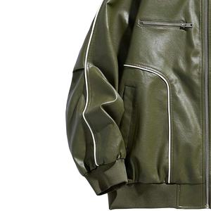 Veste en cuir enduite pour homme, nouvelle mode, col montant, en cuir de vache, à capuche, coupe-vent, pour l'automne 2026 - Product Image 3