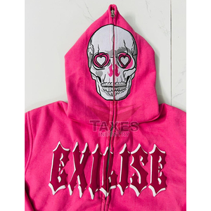 เสื้อฮู้ดซิปผู้ชายคุณภาพสูงแบบสั่งทำพิเศษ ทรงโอเวอร์ไซส์ ผ้าฟลีซหนานุ่ม 100% ผ้าฝ้าย สไตล์ลำลอง พิมพ์ลายพัฟฟ์ตามสั่ง สำหรับฤดูหนาว - Product Image 3