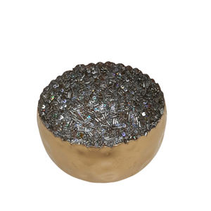 Vente en gros bougeoir votif en fer et perles couleur or bougeoir au design de luxe pot à bougies pour fête noël décoration intérieure - Product Image 1