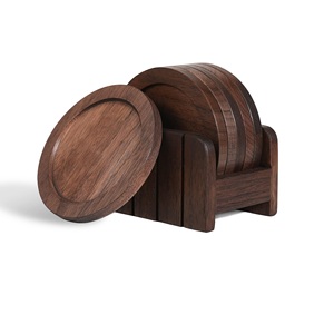Posavasos de madera de bambú de nogal negro cuadrado clásico, posavasos resistentes al calor de lujo, decoración hecha a mano, duradera para mesa de comedor y oficina - Product Image 2