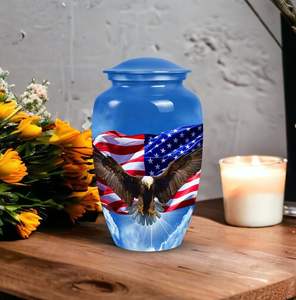 Urnas de cremación con bandera americana azul para cenizas de adultos, entierro para papá, urna para hombre y mujer, funeral para hombres y mujeres, urna conmemorativa, tamaño personalizado - Product Image 5