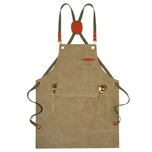 Delantal personalizado de lona de algodón duradero con espalda cruzada y bolsillos para cocina, delantal con babero para hornear para mujeres y hombres - Product Image 6