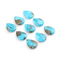 Pierre précieuse naturelle en pyrite turquoise bleue dorée, forme poire, 12x16mm, diamètre du trou, cabochon lisse, polissage brillant, pour la fabrication de bagues, taille personnalisée, bijoux