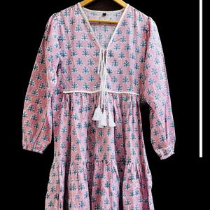 À la mode indien bloc imprimer femmes filles pur coton Maxi robe décontracté été soirée longue Midi en vrac motif naturel chaud! - Product Image 1