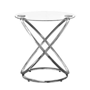 Modern Eco-Friendly Metal <b>Round</b> <b>Coffee</b> <b>Table</b> with <b>Silver</b> Finish and Glass Top Unique Design for Interior/Restaurant Furniture - Product Image 2
