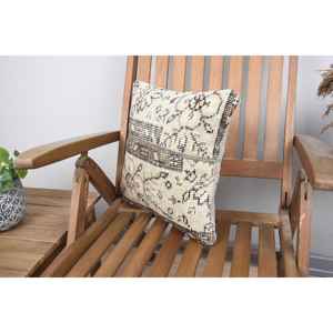 Lujo 14x14 pulgadas Beige lana Kantha Patchwork almohada diseño rústico Vintage esponjoso bordado impreso patrones tejidos para ropa de cama - Product Image 3