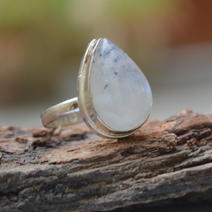 พลอยมูนสโตนสีฟ้าเพลิงสีรุ้ง925เป็นของขวัญแต่งงานแหวนอัญมณีธรรมชาติที่งดงาม - Product Image 3