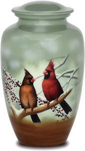 Urna de cremación de aluminio, urna de cenizas funerarias con esmalte de pájaro, diseño moderno, urna de cremación hecha a mano - Product Image 4