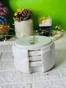 Dessous de verre en marbre fait à la main de style classique marbre d'excellente qualité conception de logo personnalisé tapis et tampons de thé et de café article de cuisine - Product Image 6