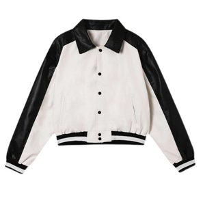 2023 chaquetas universitarias recortadas con letras primavera otoño nuevos hombres Casual suelta Varsity chaqueta de gran tamaño béisbol recortada Varsity chaqueta - Product Image 1